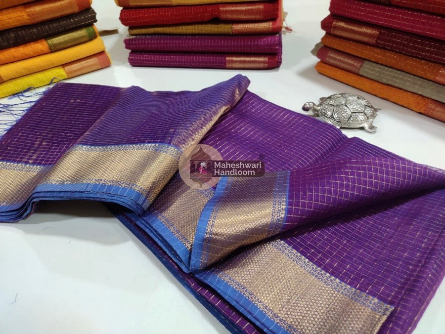 Purple Zari Checks Saree 025
