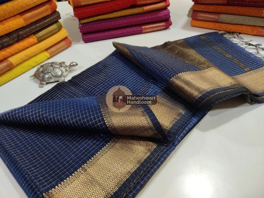 Blue Zari Checks Saree 045