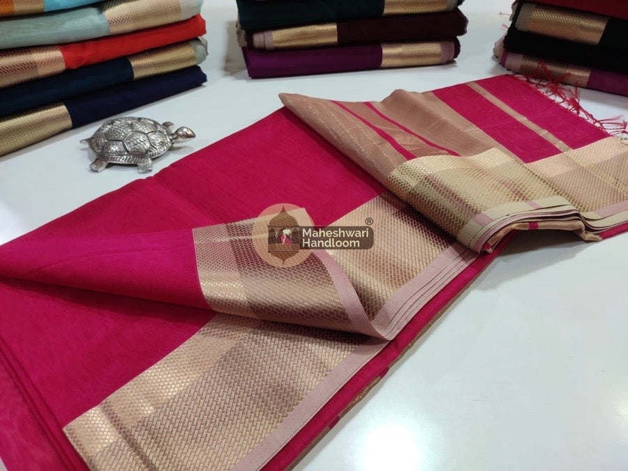 Rani Pink Thread Border Saree 11