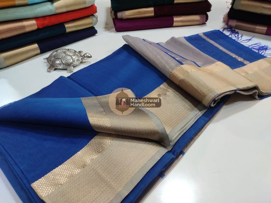 Jarman Blue Thread Border Saree 10
