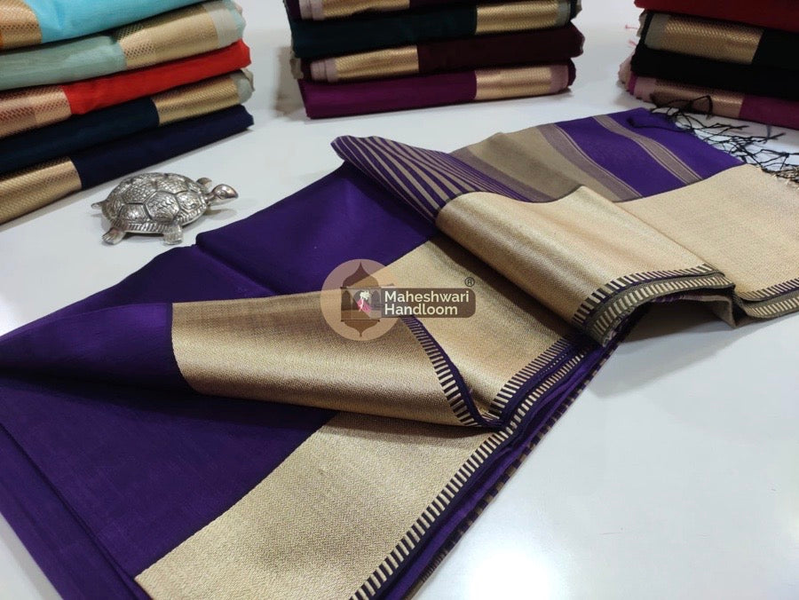 Dark Purple Thread Border Saree 06