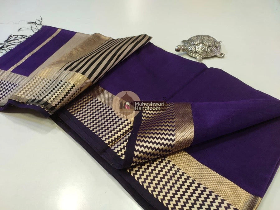 Dark Purple Thread Border Saree 28
