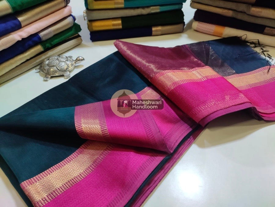 Rama Green Thread Border Saree 27