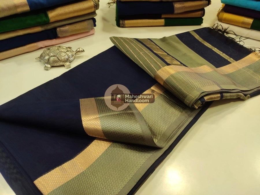 Navy Blue Thread Border Saree 40