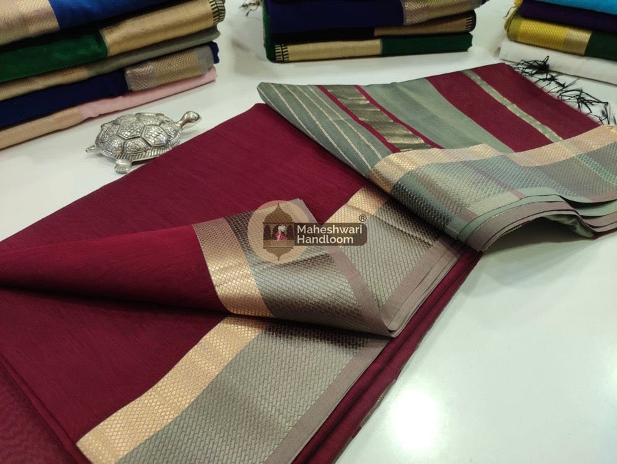 Maroon Thread Border Saree 38
