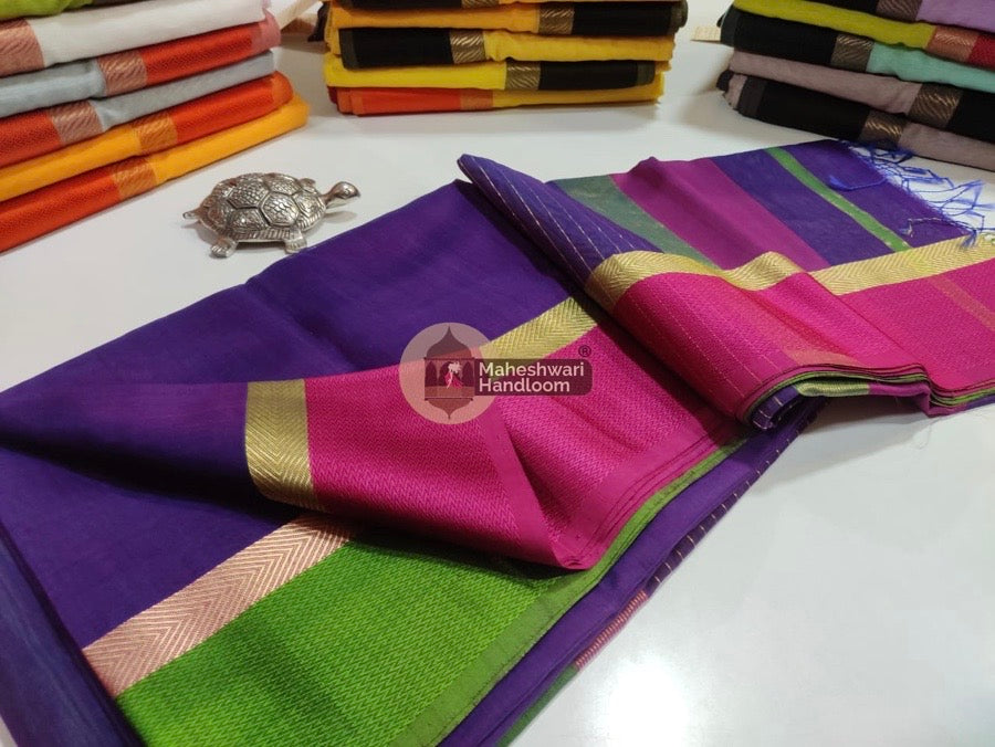 Violet Ganga Jamuna Border Saree 04