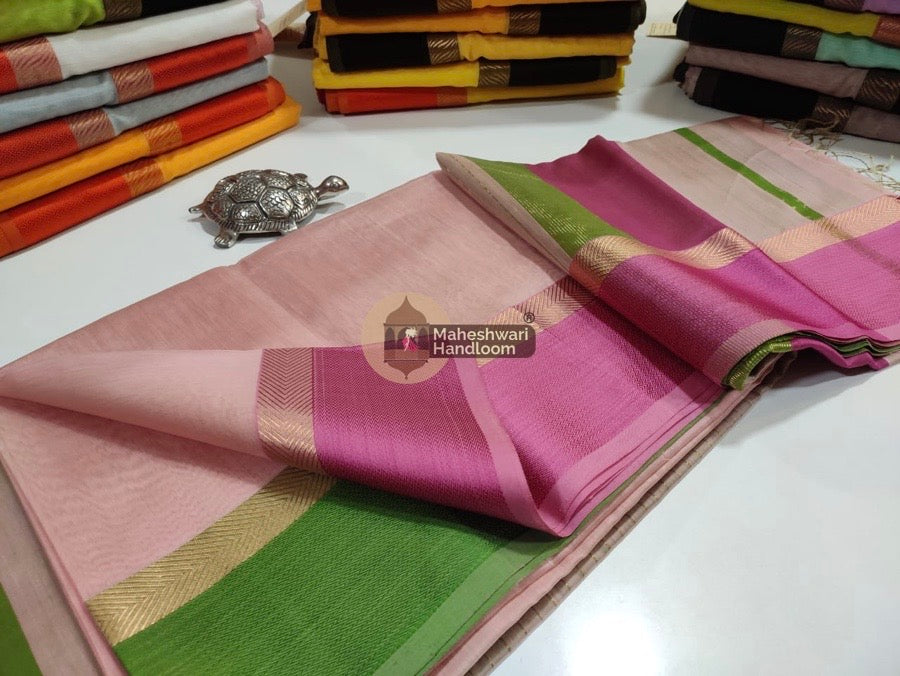 Baby Pink Ganga Jamuna Border Saree 06