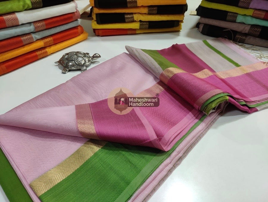 Baby Pink Ganga Jamuna Border Saree 015