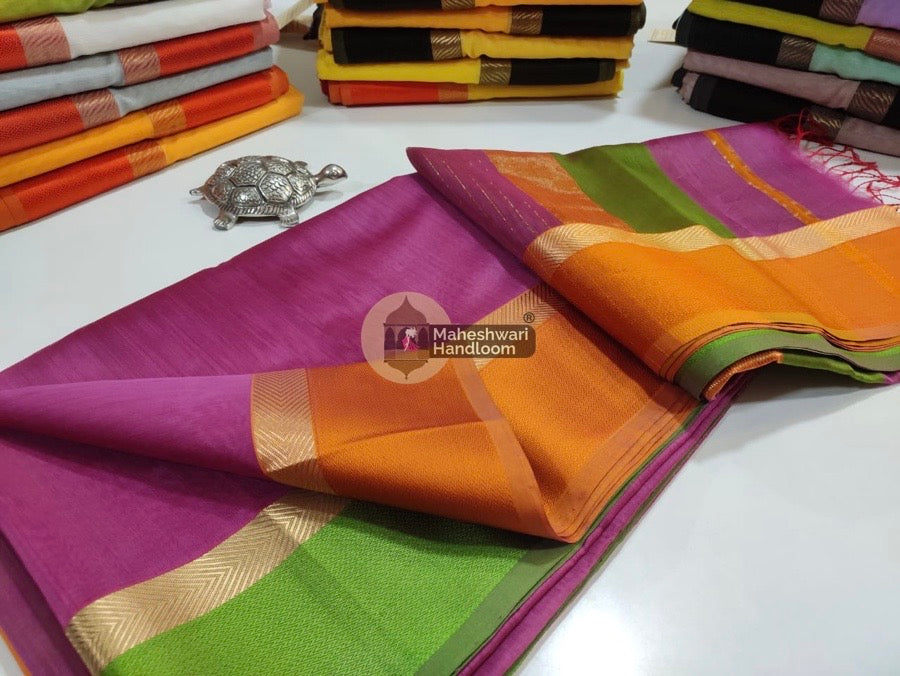 Onion Pink  Ganga Jamuna Border Saree 017