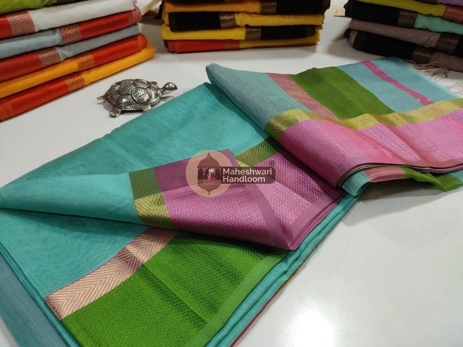 Aqua Green Ganga Jamuna Border Saree 012