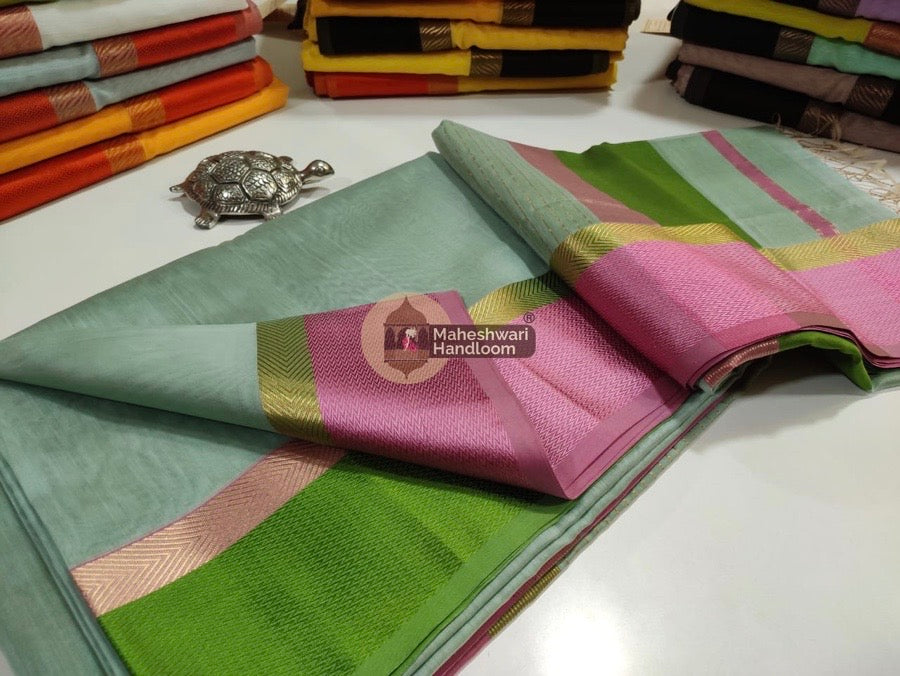 Mint Green Ganga Jamuna Border Saree 016