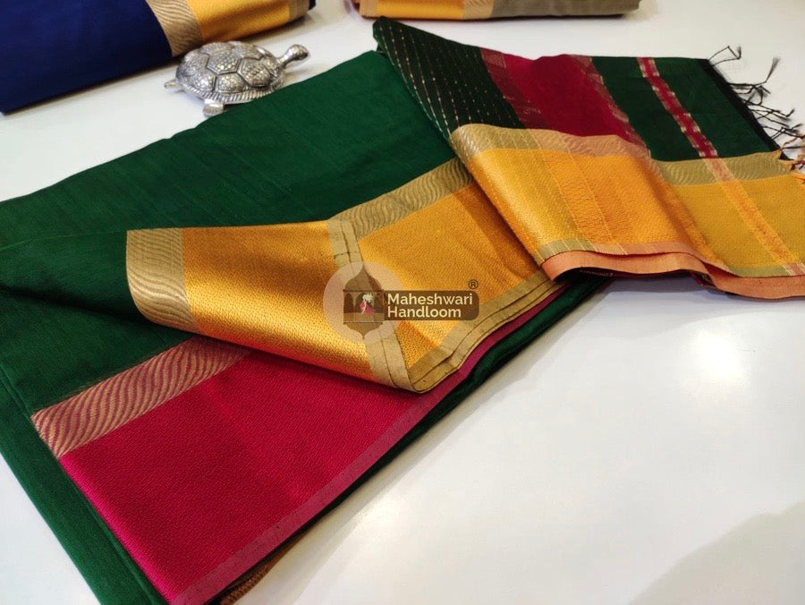 Green Ganga Jamuna Border Saree 023