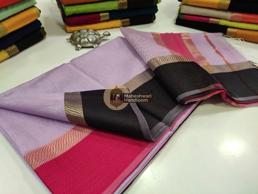 Lavender Ganga Jamuna Border Saree 034