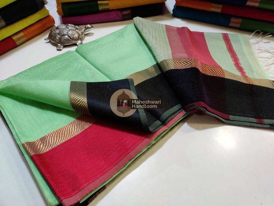 Mint Green Ganga Jamuna Border Saree 028