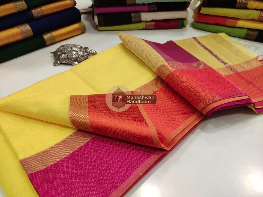 Yellow Ganga Jamuna Border Saree 035