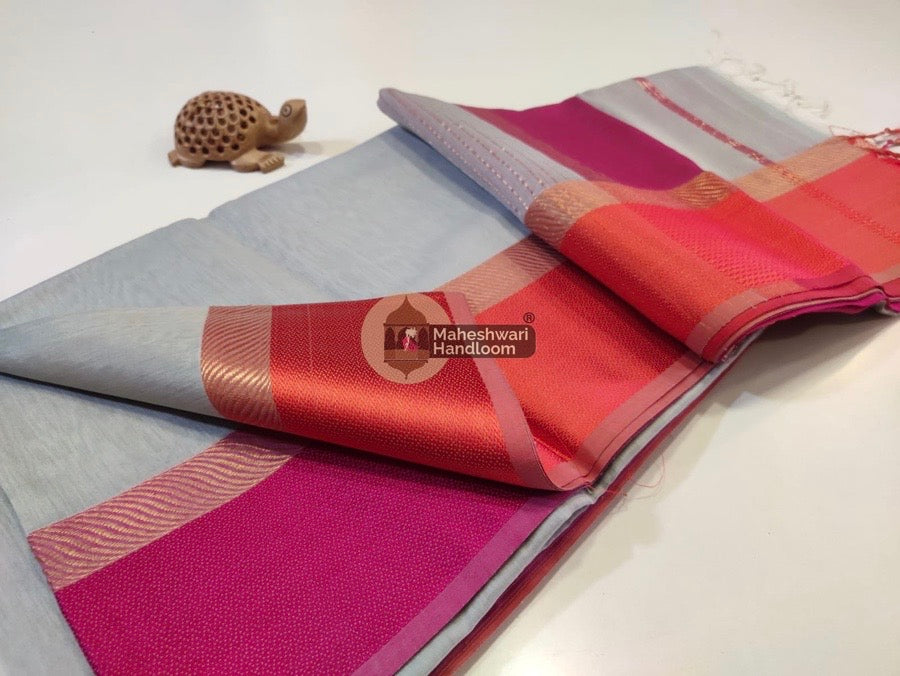 Grey Ganga Jamuna Border Saree 038