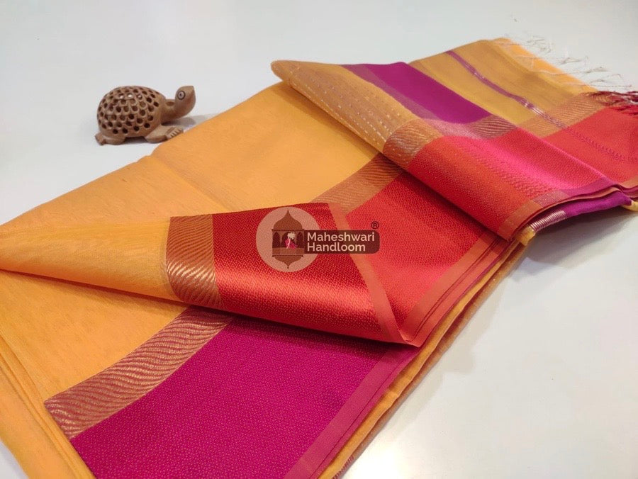 Light Orange Ganga Jamuna Border Saree 040
