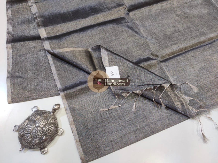 Exclusive Black Maheshwari Full Silver Tissue Sarees 04