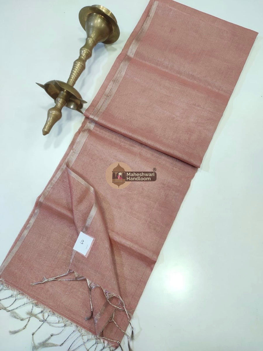 Exclusive Peach Maheshwari Full Silver Tissue Sarees 06