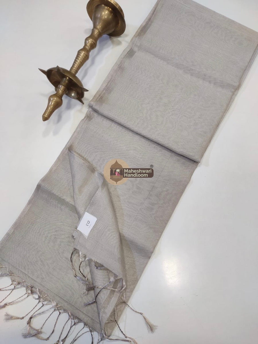 Exclusive Off White Maheshwari Full Silver Tissue Sarees 07