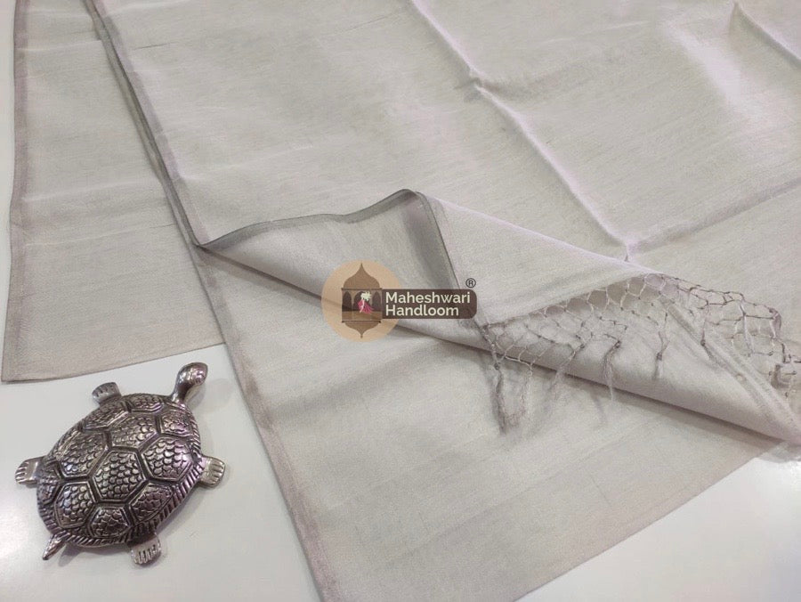 Exclusive White Maheshwari Full Silver Tissue Sarees 09