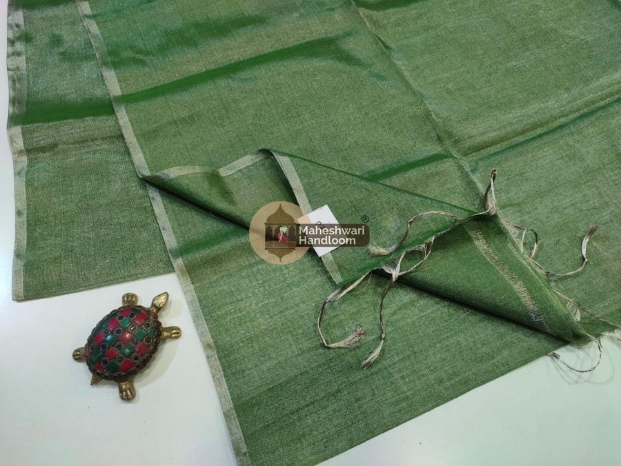 Exclusive Green Maheshwari Full Silver Tissue Sarees 10
