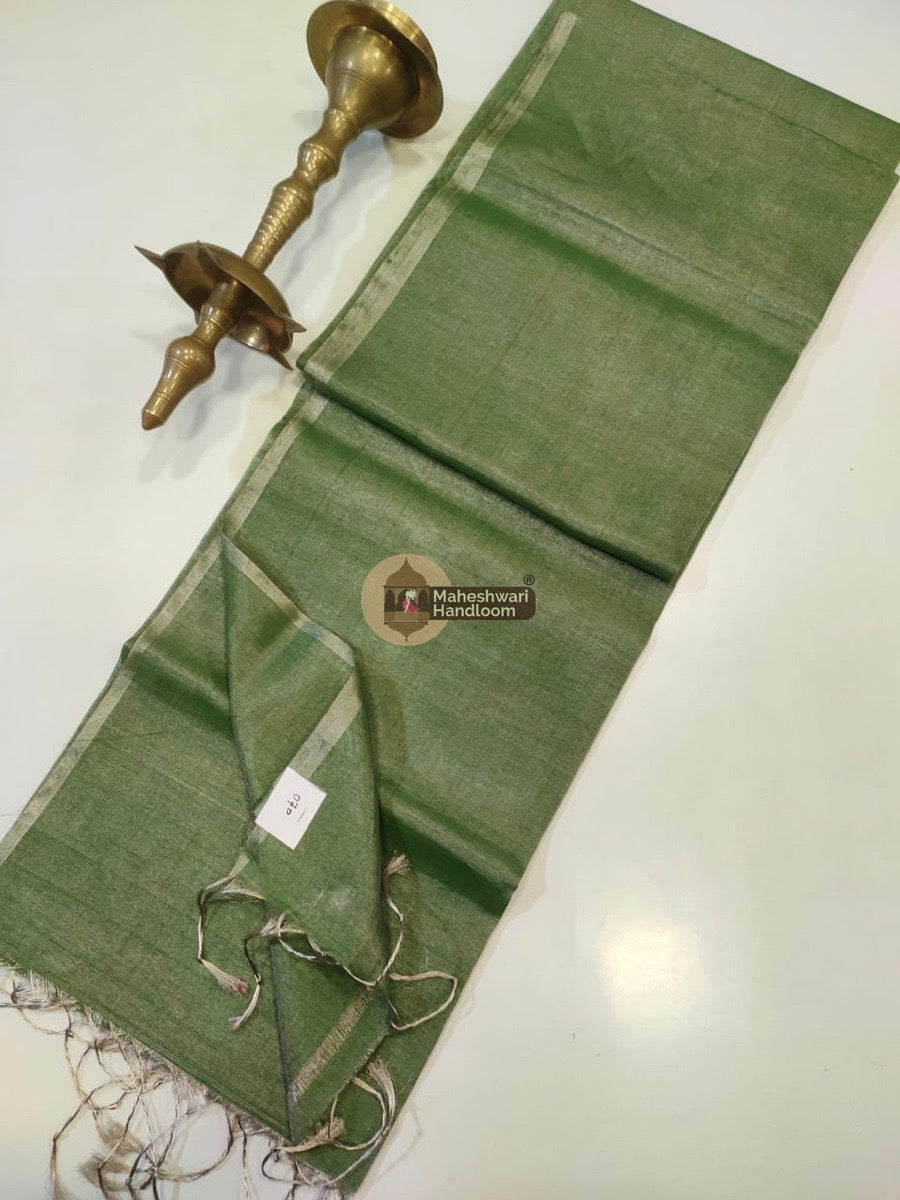 Exclusive Green Maheshwari Full Silver Tissue Sarees 10