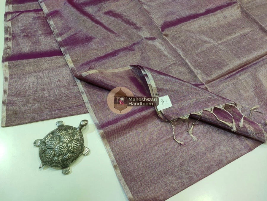 Exclusive Magenta Maheshwari Full Silver Tissue Sarees 11
