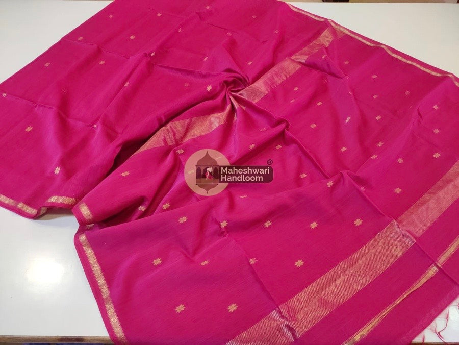 Maheshwari Rani Pink Zari Butti Saree 02