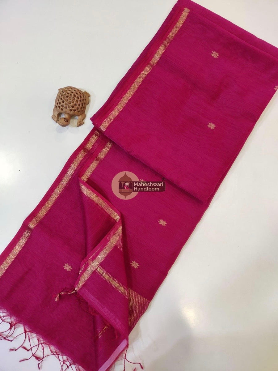 Maheshwari Rani Pink Zari Butti Saree 02