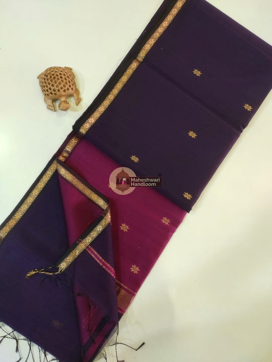 Maheshwari Violet Zari Butti Saree 017