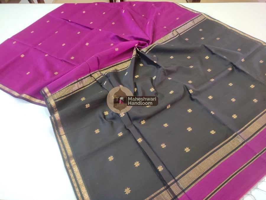 Maheshwari Magenta Zari Butti Saree 020