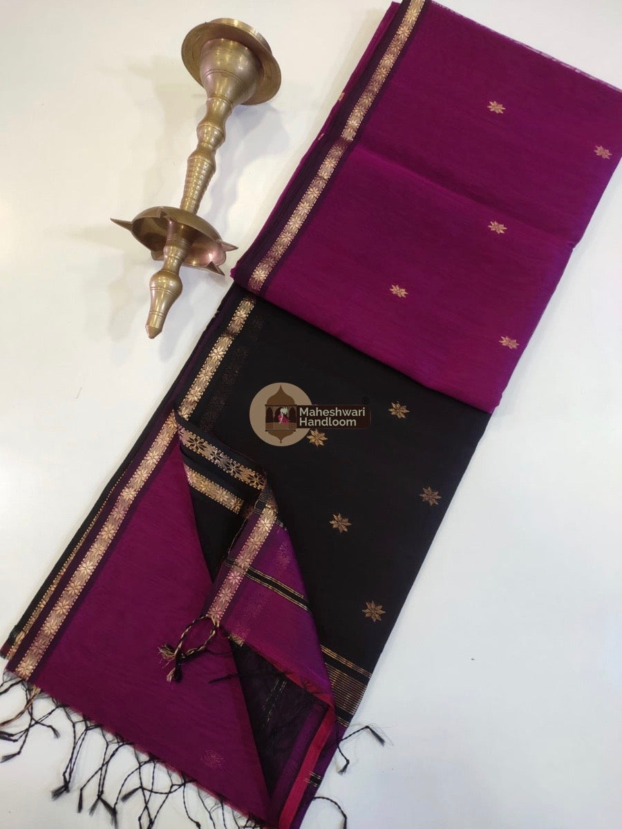 Maheshwari Magenta Zari Butti Saree 020
