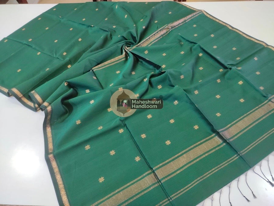 Maheshwari Green Zari Butti Saree 013