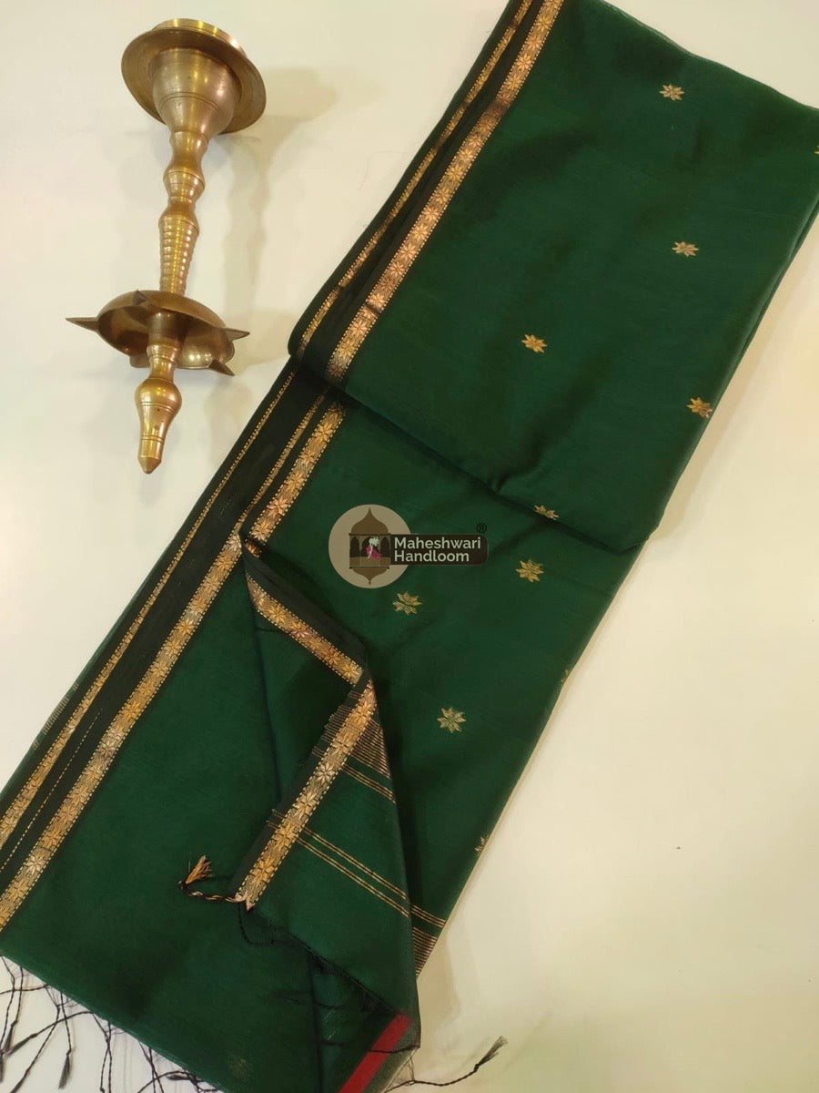 Maheshwari Green Zari Butti Saree 013