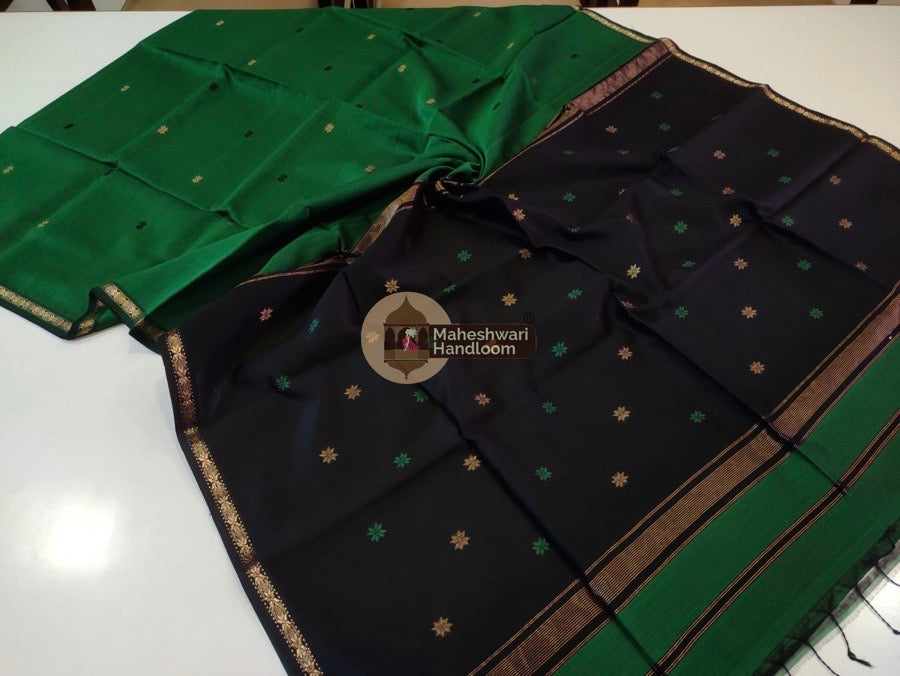 Maheshwari Green Zari Butti Saree 016