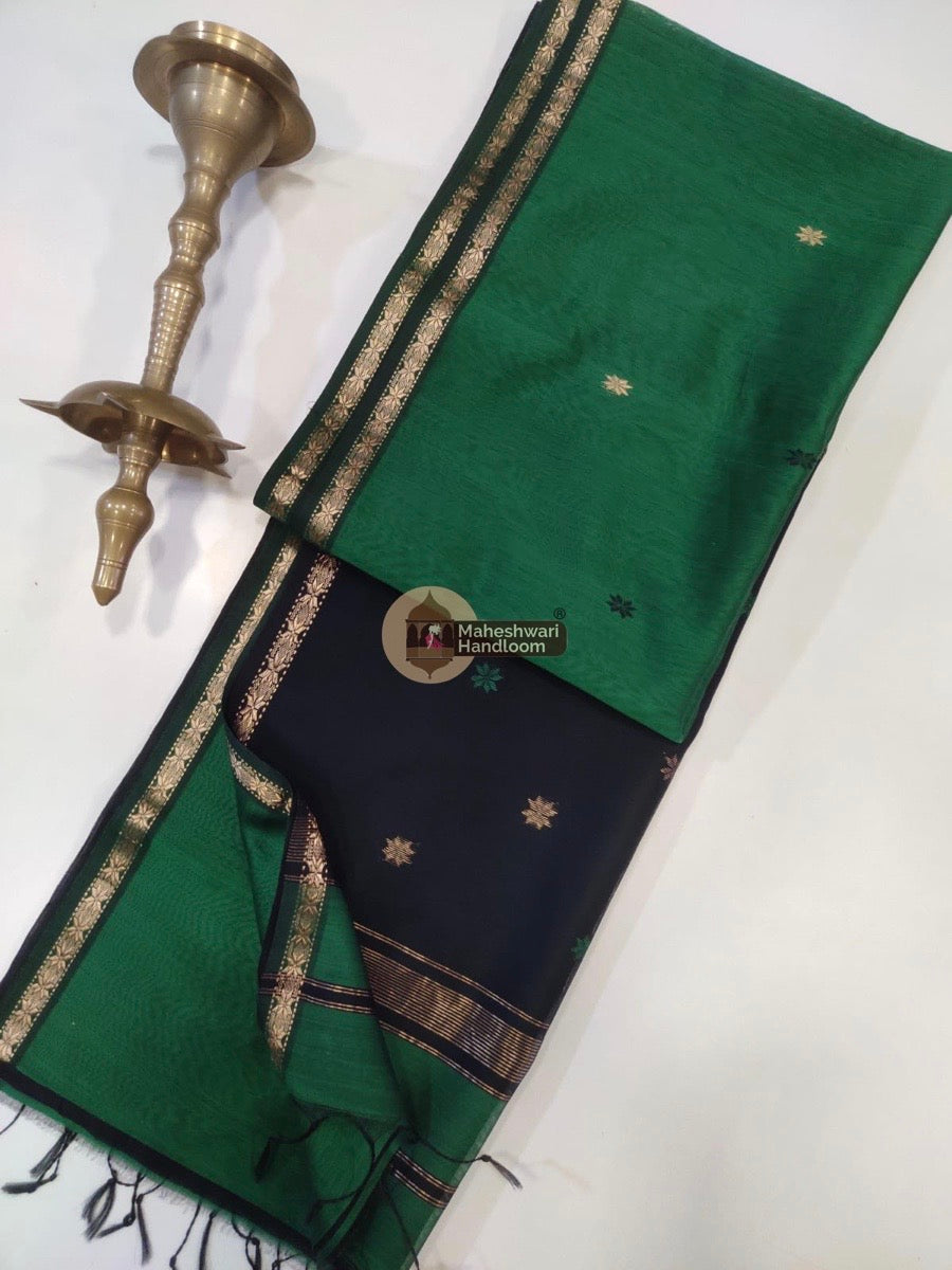 Maheshwari Green Zari Butti Saree 016