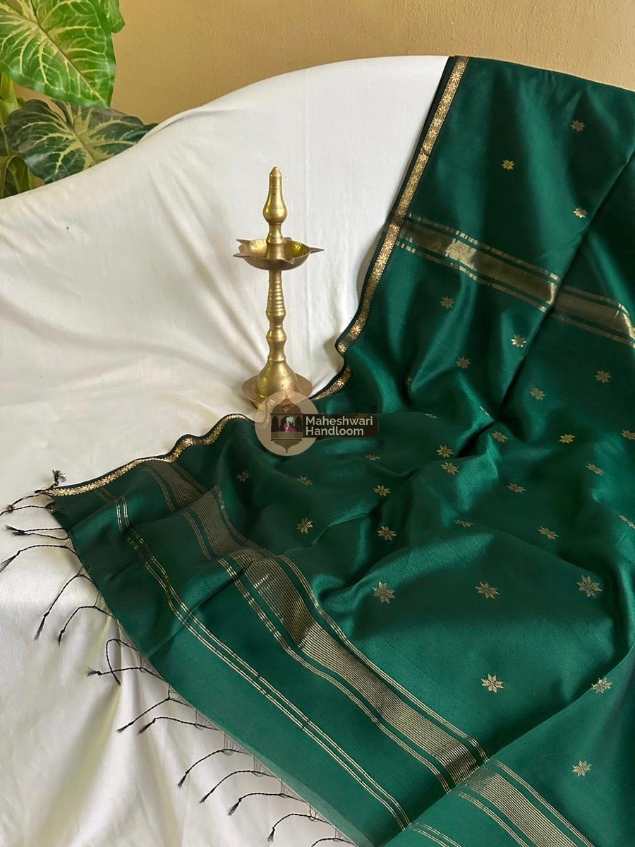 Maheshwari Green Zari Butti Saree 013