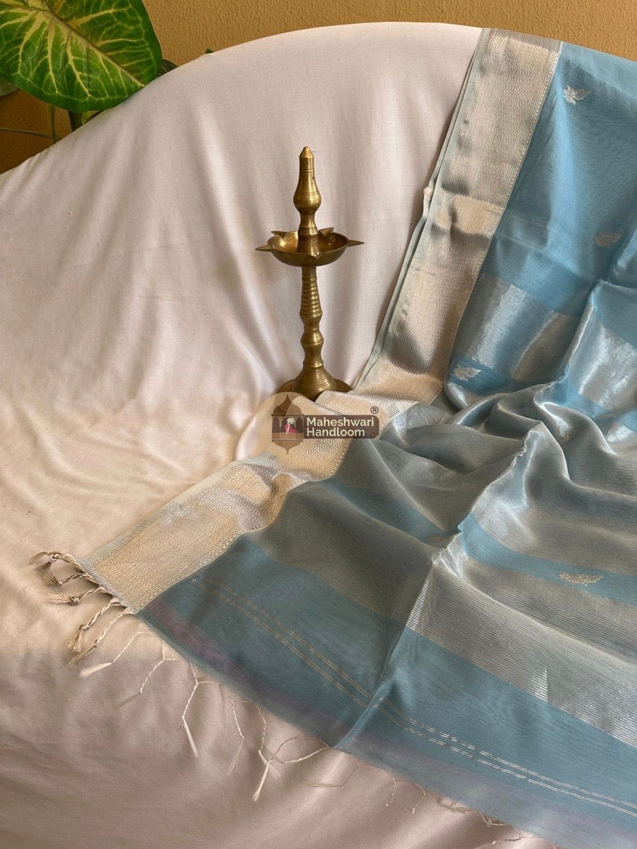 Maheshwari Light Blue Silver Butti Saree 010