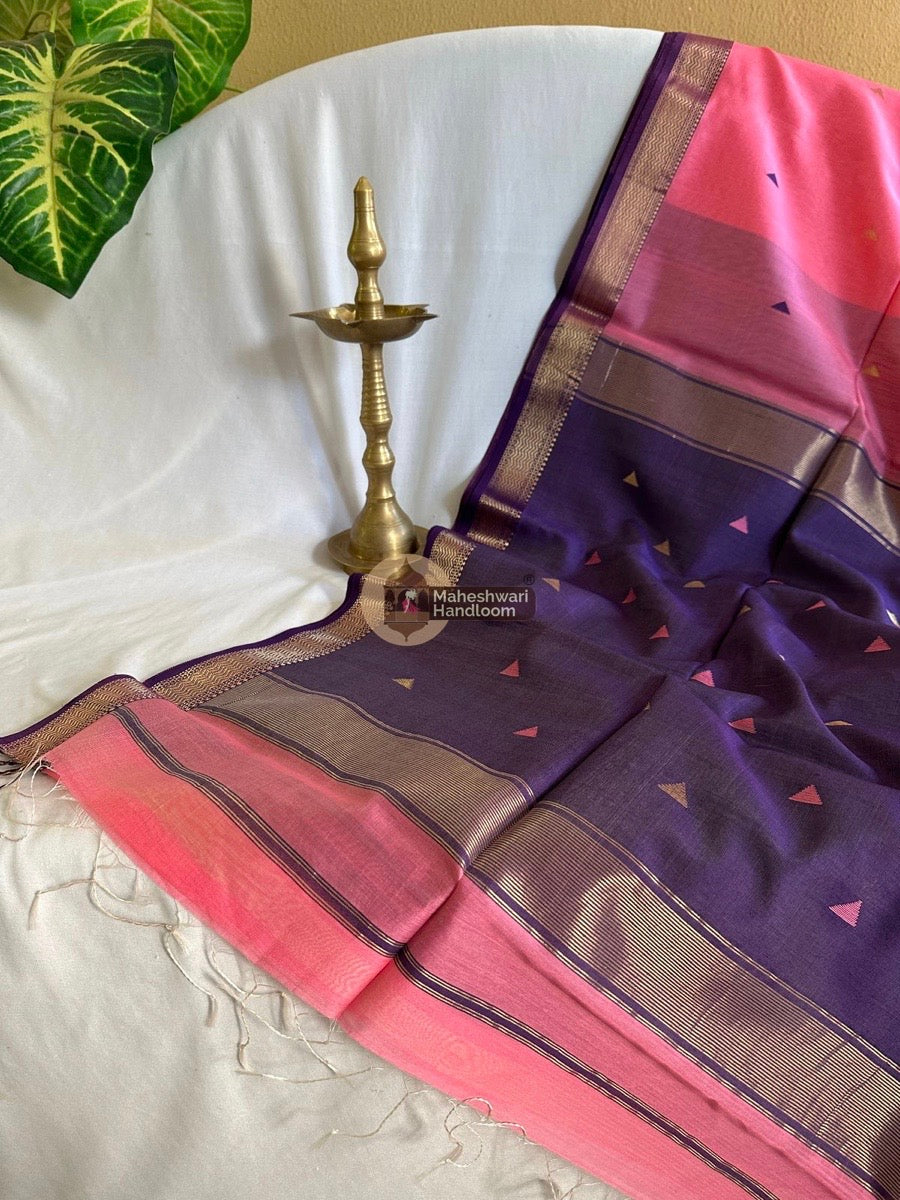 Maheshwari Fuchsia Pink Zari Butti Saree 015