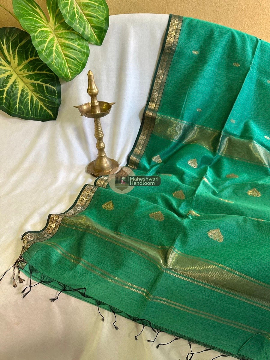 Maheshwari Sea Green Butta-Butti Saree 014