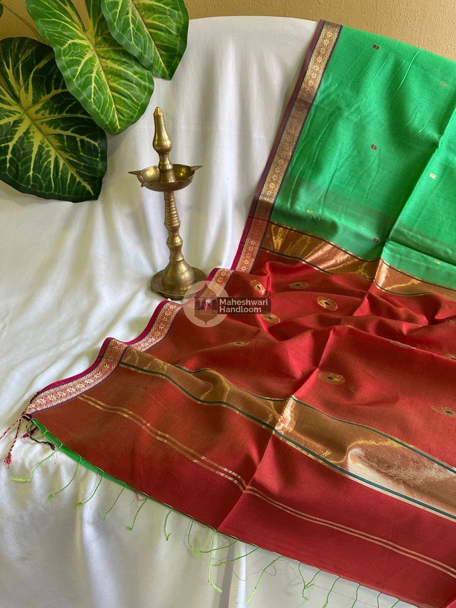 Maheshwari Light Green  Butta-Butti Saree 03