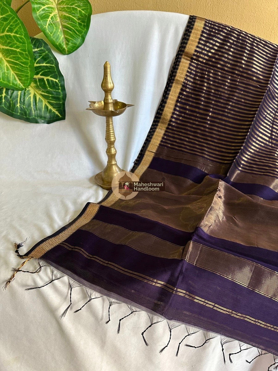 Maheshwari Violet Tissue Silk Saree 011
