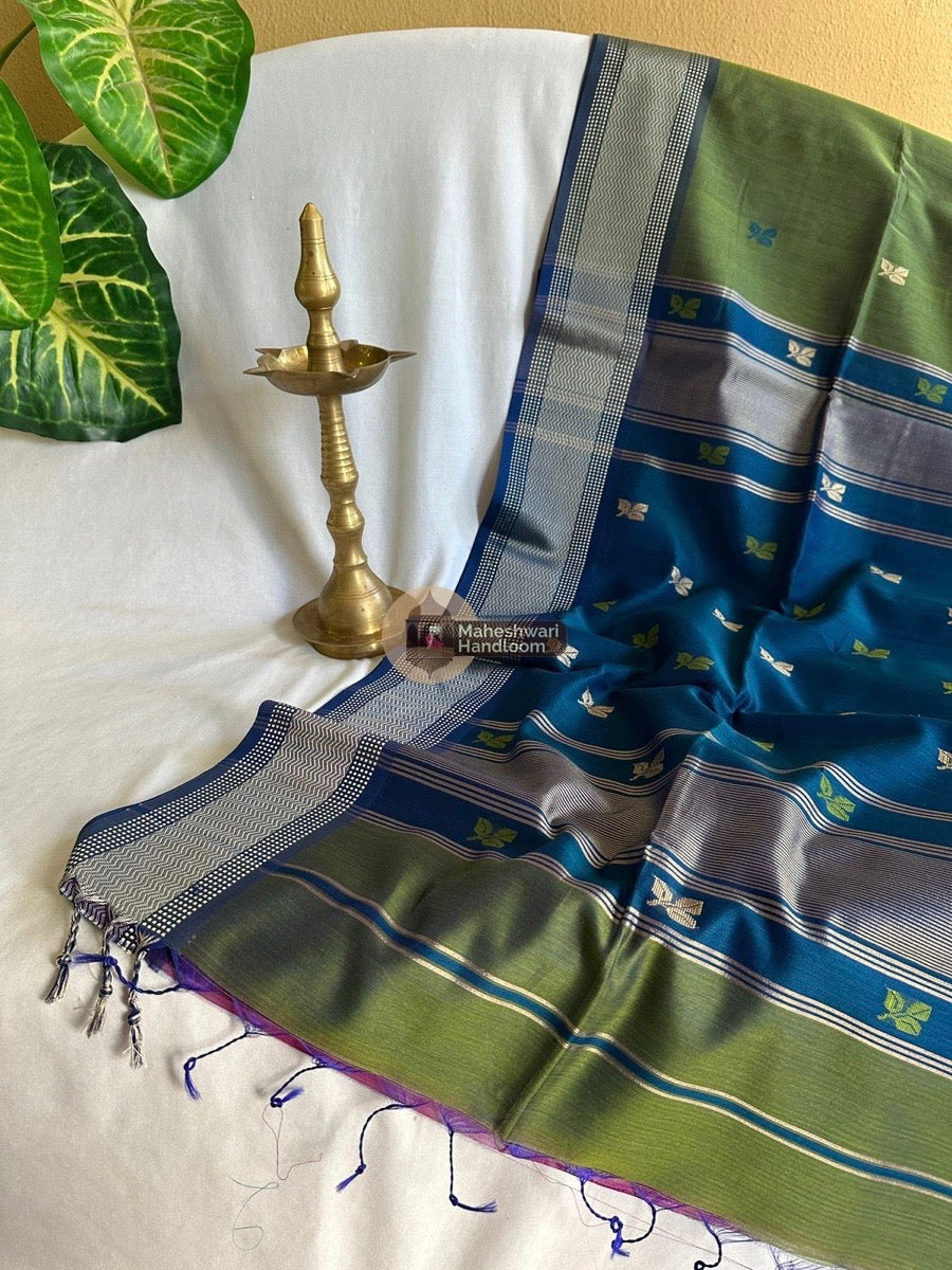 Maheshwari Green Resham Thread Butti Saree 020