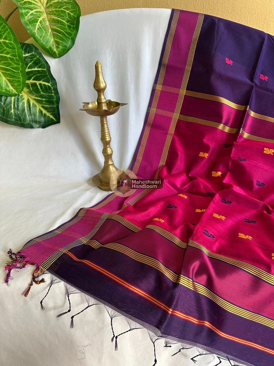 Maheshwari Dark Purple Resham Thread Butti Saree 024