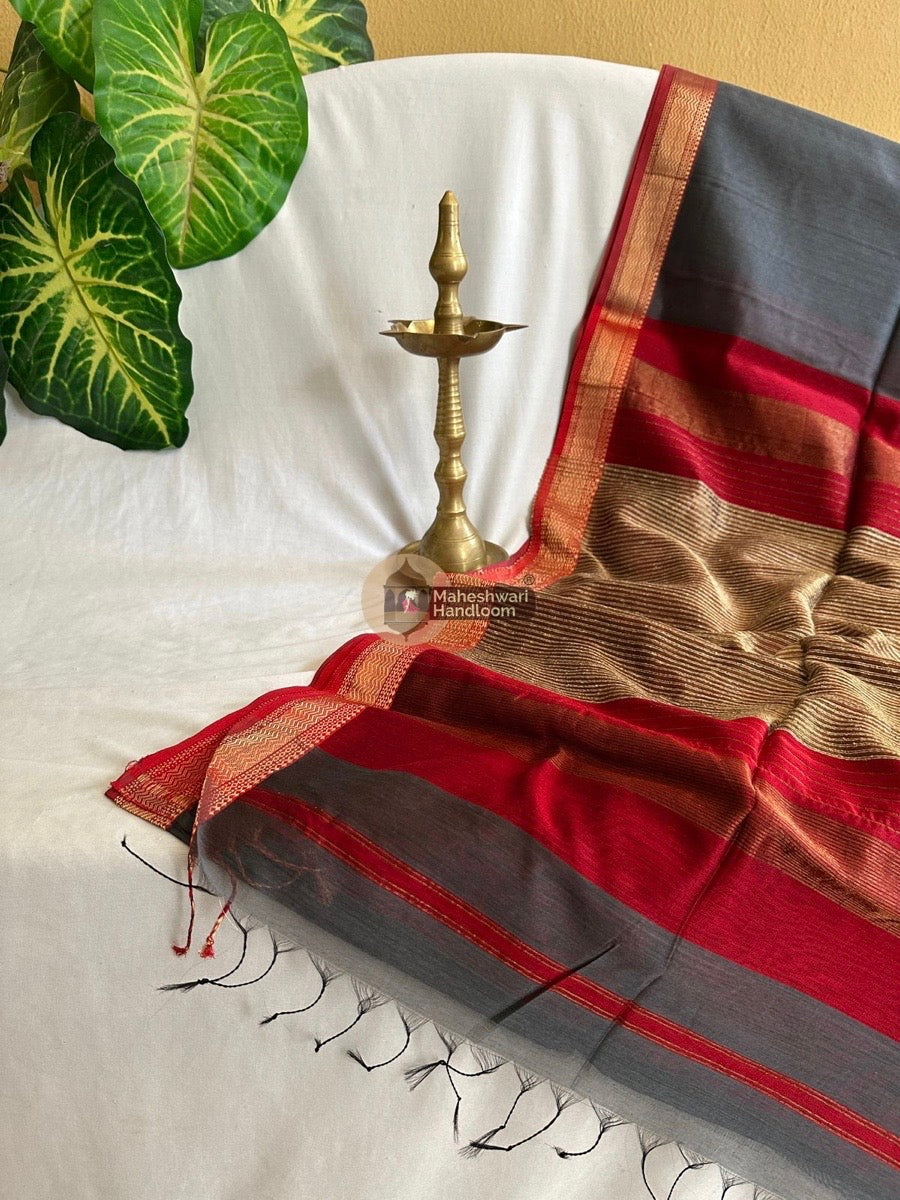 Maheshwari Grey Gicha Pallu Saree 020