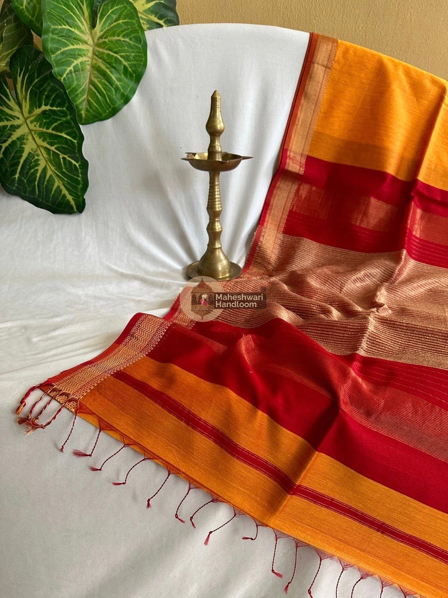 Maheshwari Mustard Yellow Gicha Pallu Saree 017