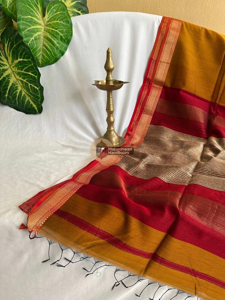 Maheshwari Mustard Gicha Pallu Saree 011