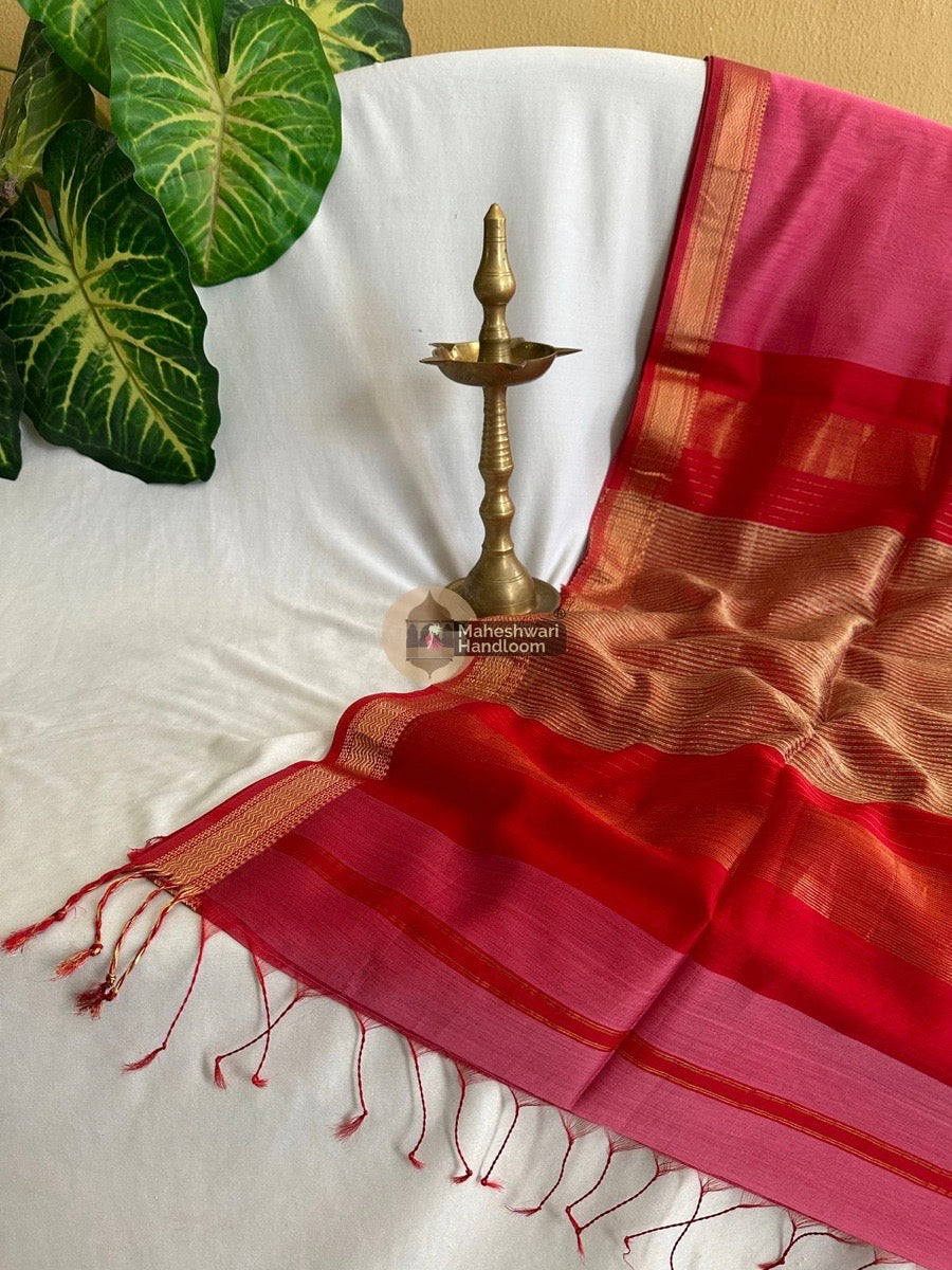 Maheshwari Onion Pink Gicha Pallu Saree 022