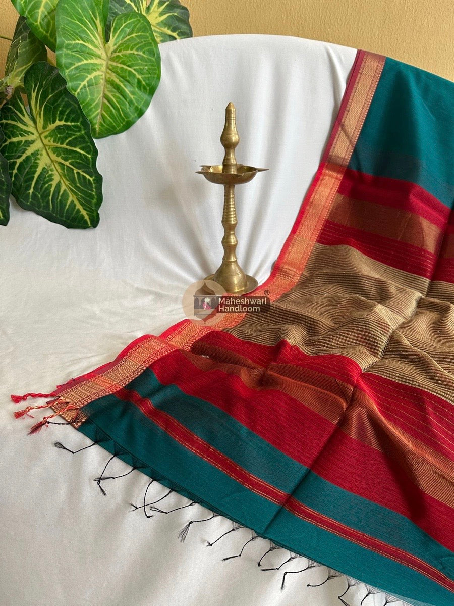 Maheshwari Rama Green Gicha Pallu Saree 06